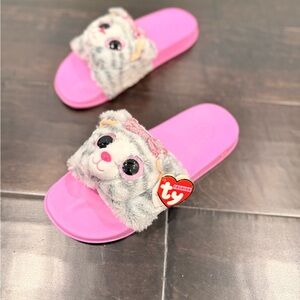 Ty Pink Slides with Plush Animal Design